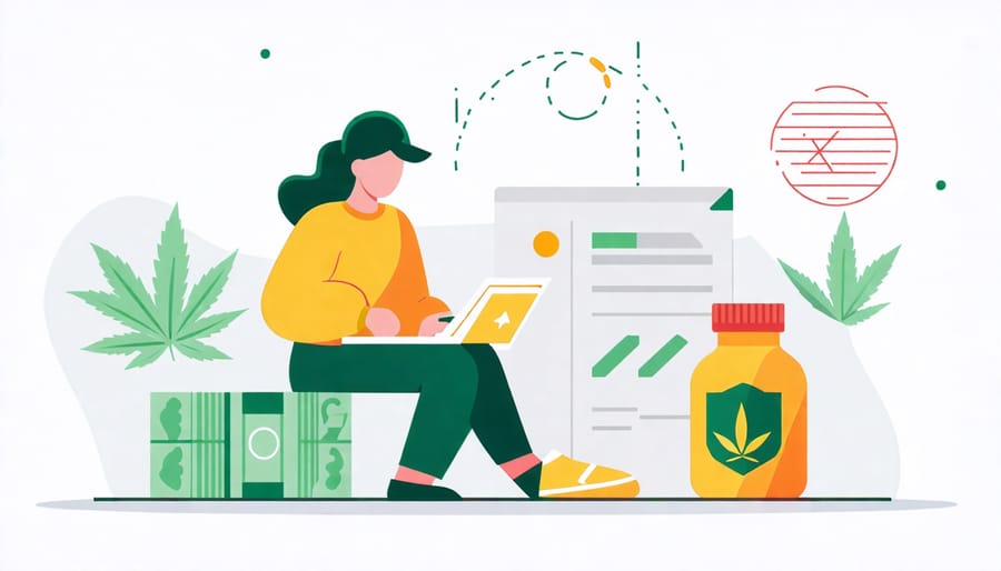 Consumer checking online reviews and certifications while buying CBD gummies